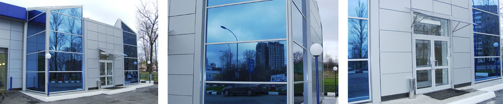 Остекление фасадов магазинов большими стеклопакетами Королёв